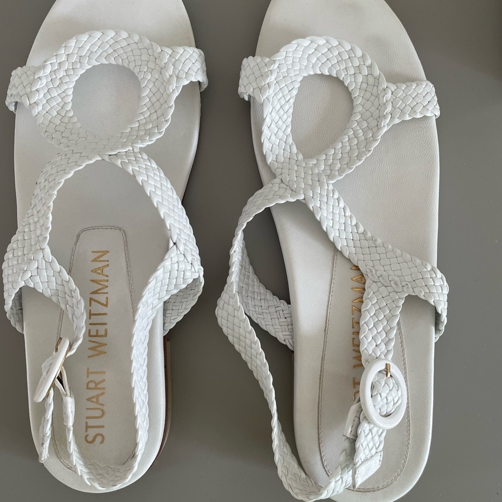Stuart Weitzman White Theodora Sandal